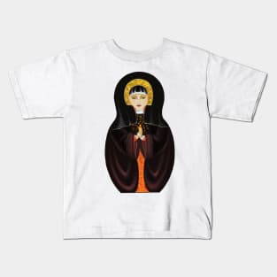 Matryoshka nesting doll merch Russian folk art styled nun Kids T-Shirt